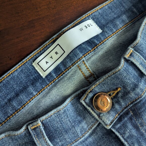 AYR The Pop Womens W30L Jeans High Rise Straight Leg Stretch Medium Wash Denim - Picture 3 of 4